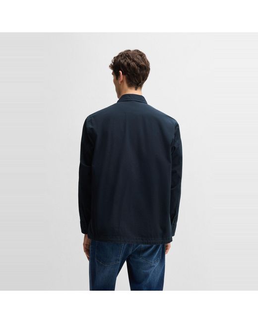 Boss Blue Labib Cotton Long Sleeve Water Resistant Overshirt for men