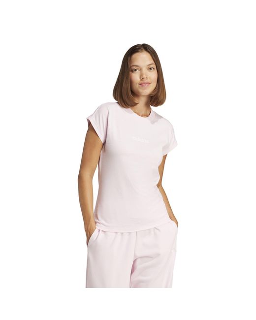 Adidas White Essentials Linear Cotton T-Shirt