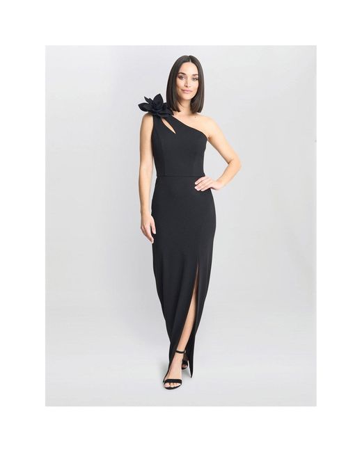 Gina Bacconi Black Molly V Neck Illusioned Hem Dress