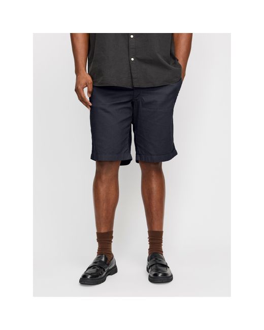 Jack & Jones Black Linen Plus Size Tracksuit Shorts for men