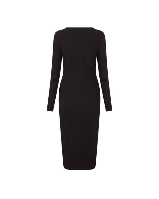 Off-White c/o Virgil Abloh Black Off Ribbed Scoop Neck Maxi Bodycon Dress