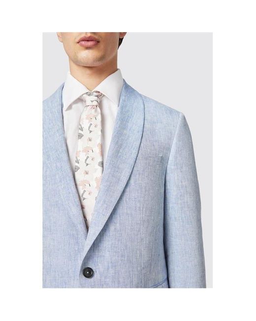 Twisted Tailor Blue Clairmont Slim Fit Linen Suit Jacket for men