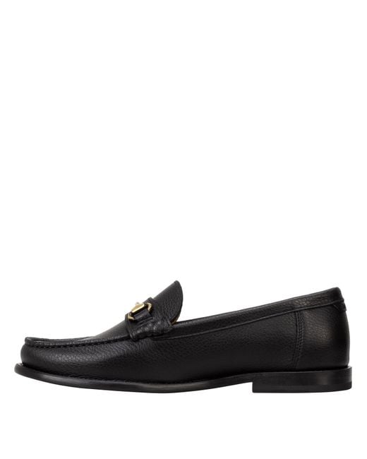 Boss Black Leather Slip-On Loafers With Emed Logo (Tevan) for men