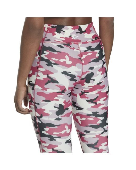 Reebok Red Lux Bold Camo Print Performance Gym Leggings
