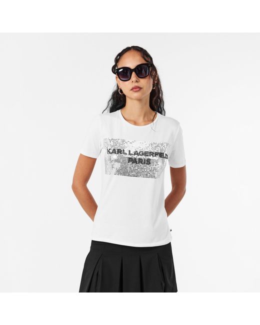Karl Lagerfeld White Sequin T-Shirt