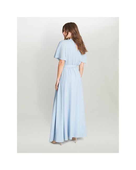Gina Bacconi Blue Crissy Maxi Dress With Cape Sleeve