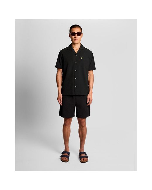 Lyle & Scott Black Patterned Short Sleeve Shirt for men