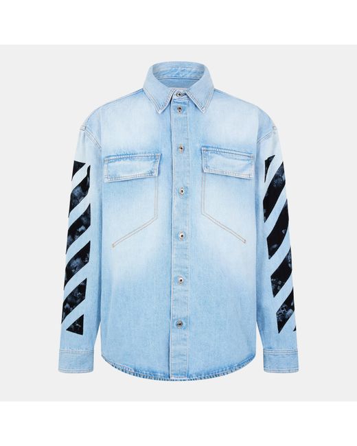 Off-White c/o Virgil Abloh Blue Long Sleeve Denim Shirt for men