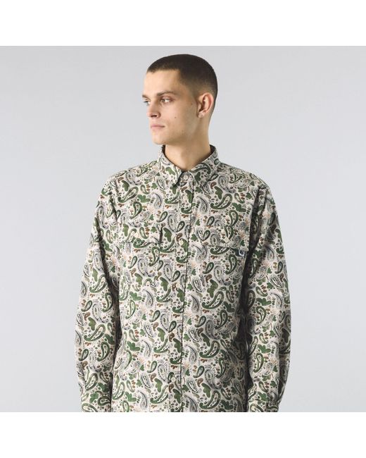 Pretty Green Natural Aquarelle Paisley Long-Sleeve Patterned Shirt for men