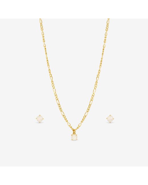 Inicio Blue 14K Plated Opal Stone Pendant Set