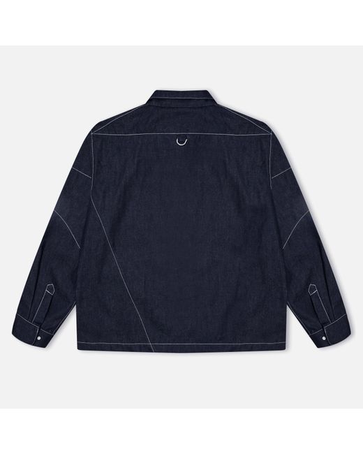 GBADEBO Blue Patchwork Workwear Organic Cotton Long Sleeve Oversized Fit Field Jacket for men