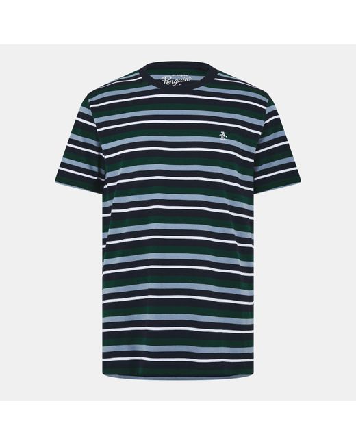 Original Penguin Blue Regular Fit Stripe T-Shirt for men