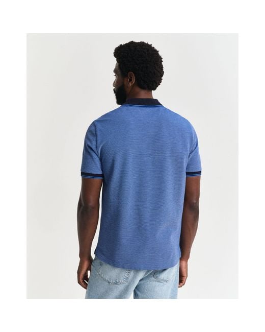 Gant Blue 4-Colour Oxford Piqué Polo Shirt for men