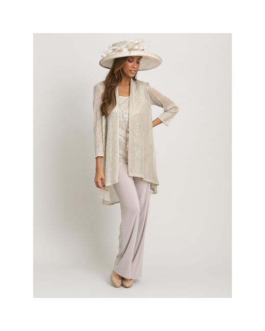 Gina Bacconi Natural Natasha 3 Piece Metallic Trouser Suit