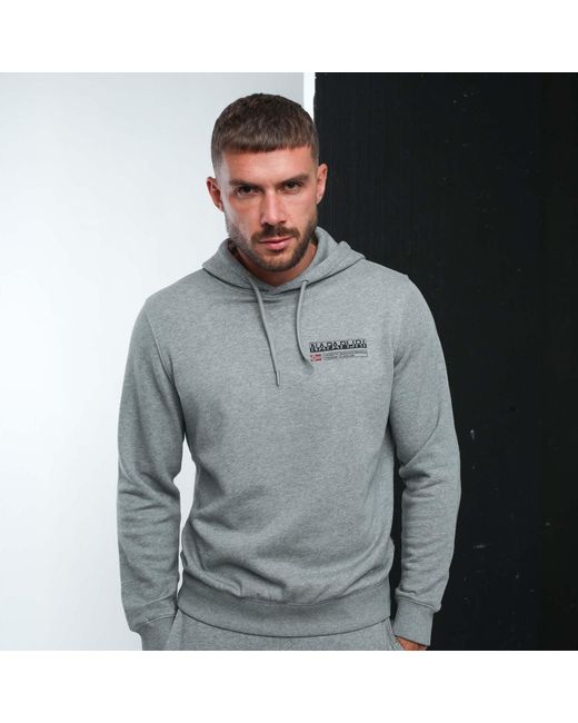 Napapijri Gray Kasba Logo Hoody for men