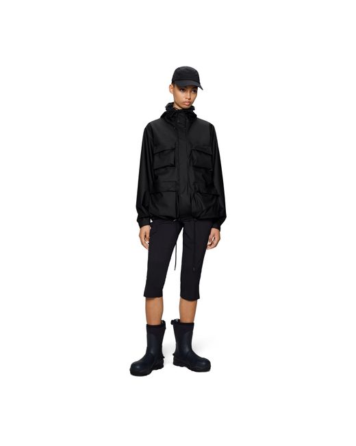 Rains Black Pocket Waterproof Jacket