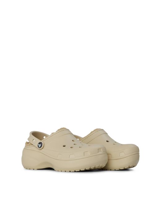 CROCSTM Natural Classic Platform Lined Mule Slippers