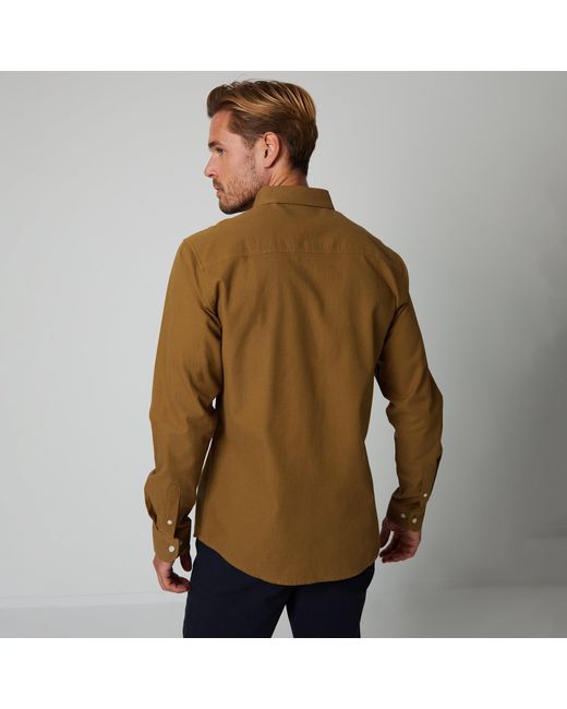 Threadbare Brown Oxford Cotton Long Sleeve Shirt for men