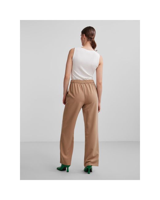Pieces Brown High Waist Wide Straight Leg Trouser