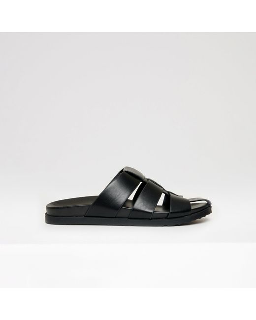 Threadbare Black Gladiator Slip-On Sandals for men