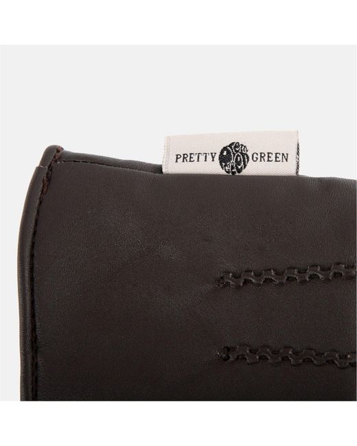 Pretty Green Black Leather Glove for men