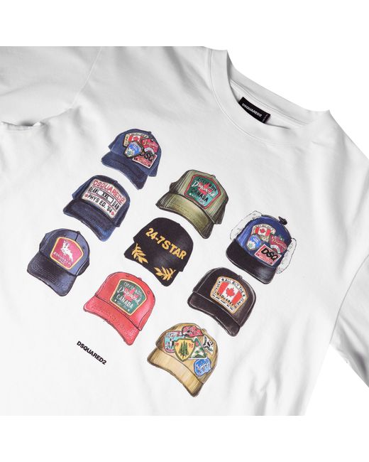 DSquared² White Dsq Cap Oversized T-Shirt for men