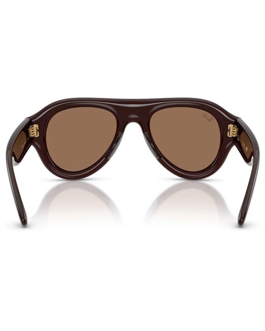 Ray-Ban Brown Pilot Puffer Round Sunglasses