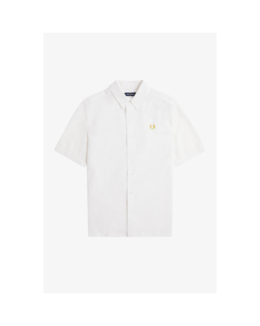 Fred Perry White Seersucker Short Sleeve Shirt for men
