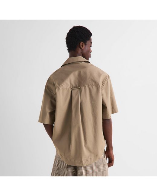AMI Natural Camp Collar Short Sleeve Plain Shirt for men