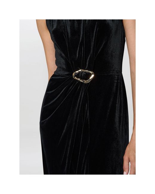 Gina Bacconi Black Claudine Velvet Midi Dress