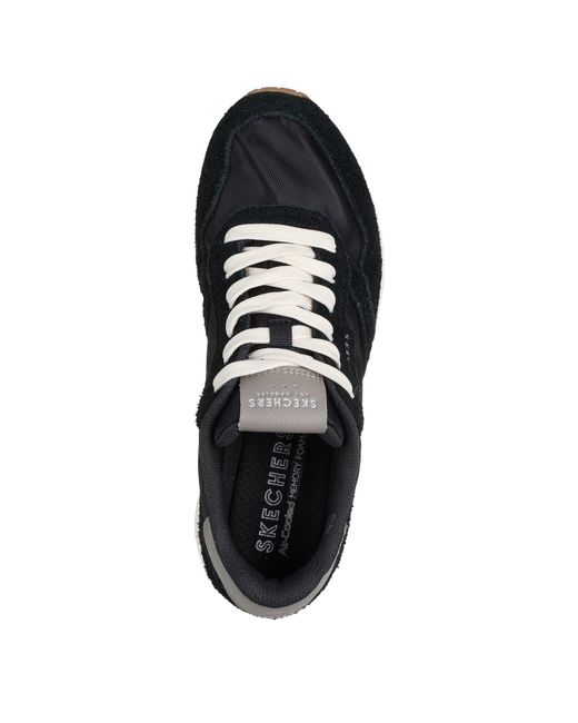 Skechers Blue Hairy Suede And Mesh Lace-Up Low-Top Trainers