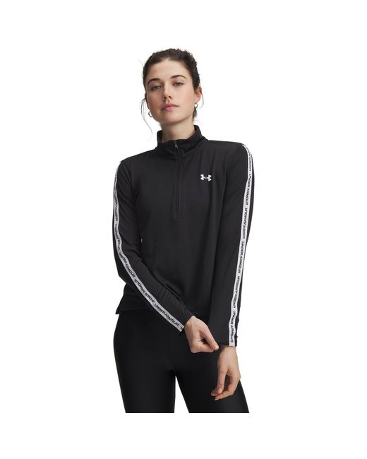 Under Armour Black Tech Tape Zipped Long-Sleeve Performance Gym Top