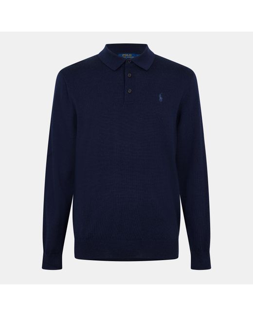 Polo Ralph Lauren Blue Merino Crew Neck Jumper for men