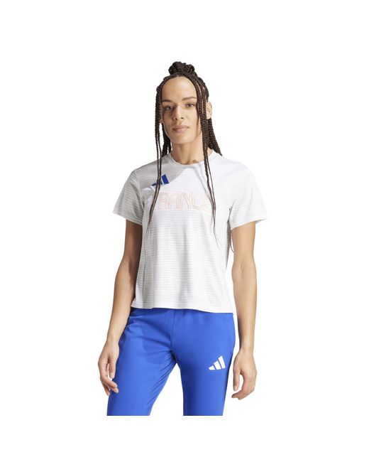Adidas White Team Trainer Short Sleeve Performance Gym Top