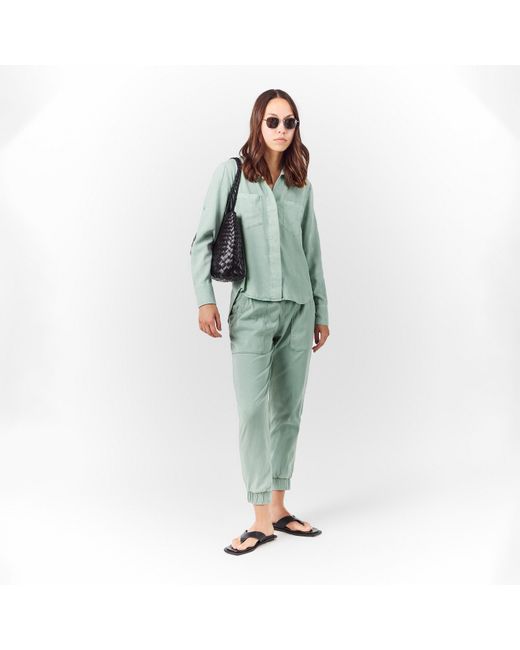 Bella Dahl Green Split Back Long-Sleeve Plain Shirt