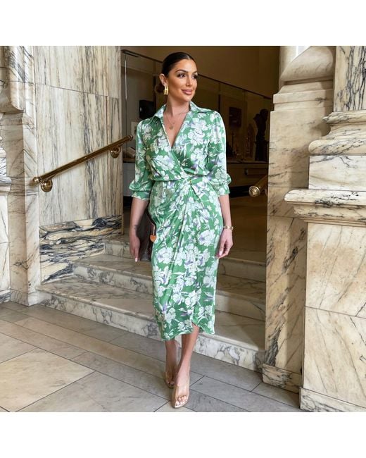 green floral wrap midi dress Green 3d Flower Leather Mini Dress main image 1