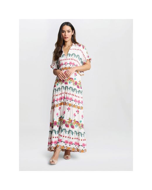 Gina Bacconi White Sasha Floral Shirt Dress