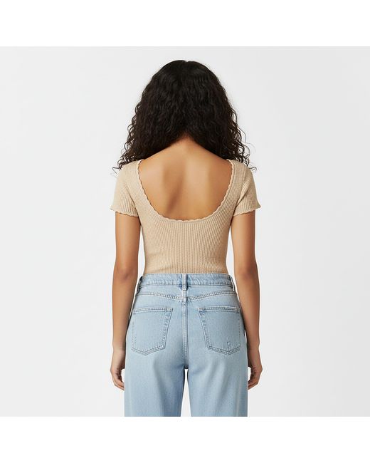 Jack Wills Natural Crochet Open Back Tee
