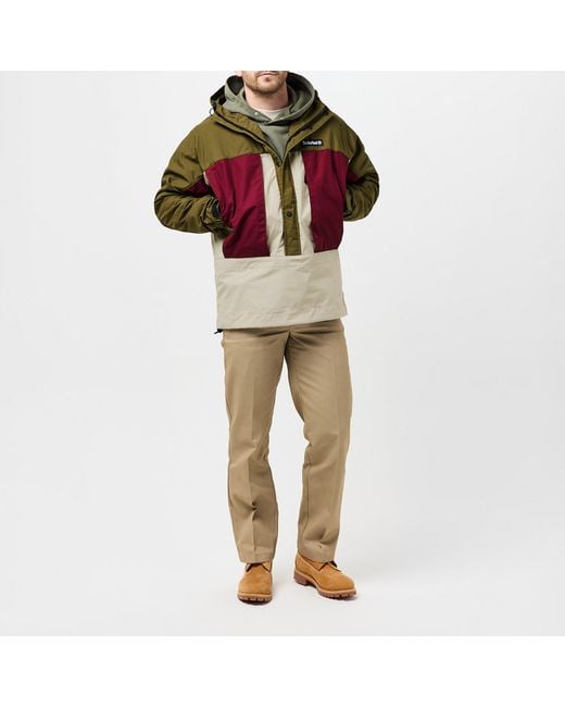 Timberland Green Dwr Anorak Dwr Treatment Hooded Long Sleeve Oversized Fit Rain Anoraks for men