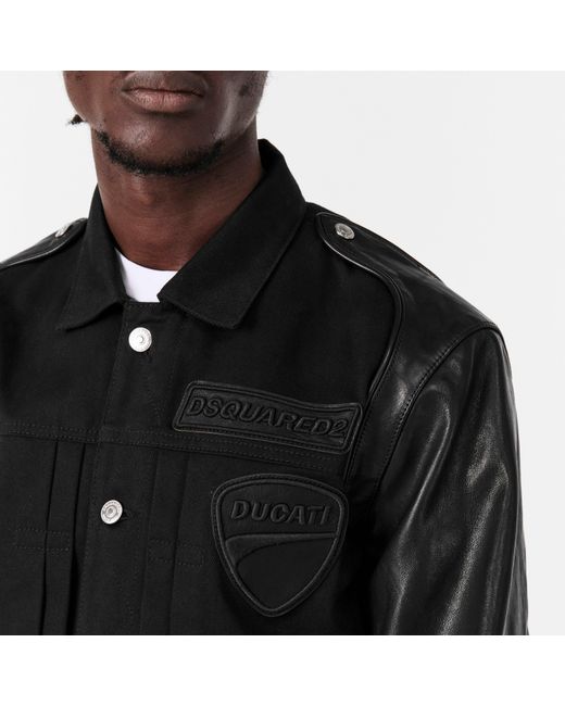 DSquared² Black Leather Slim Fit Jacket for men