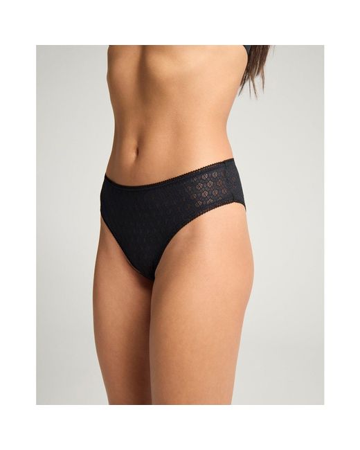 Nudea Black High Leg Brief Honeycomb Lace