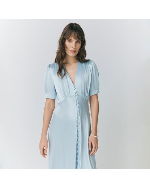 Ghost Blue Madison Satin Tea Dress