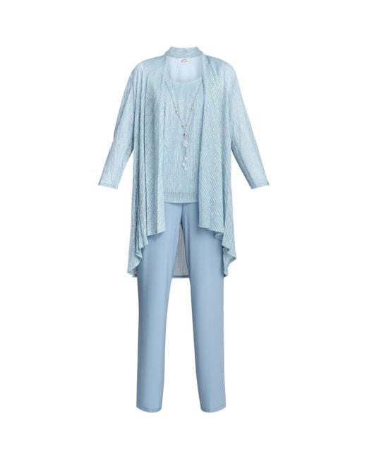 Gina Bacconi Blue Tina Three Piece Metallic Trouser Suit