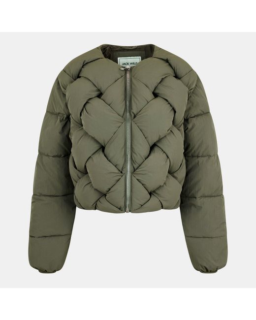 Jack Wills Green Interwoven Quilted Short Puffer Jacket