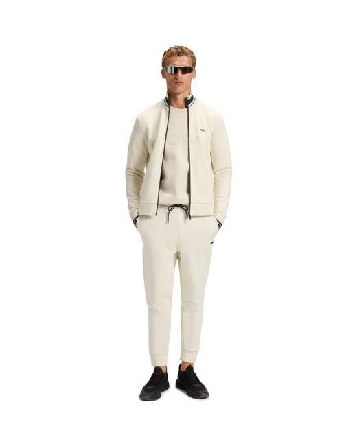 Boss Natural Soft Cotton-Blend Jogging Bottoms for men