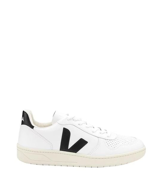 Veja White V-10 Leather Trainer for men