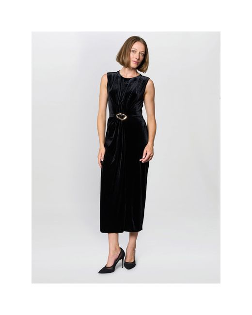 Gina Bacconi Black Claudine Velvet Midi Dress