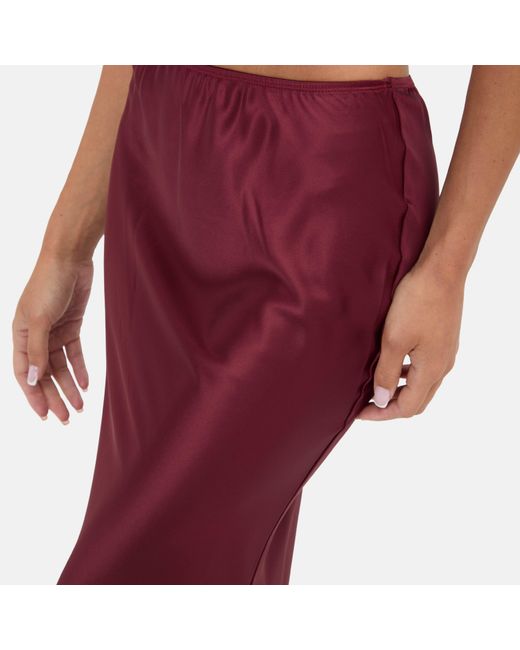 I Saw It First Red Satin Bias Cut Maxi Skirt