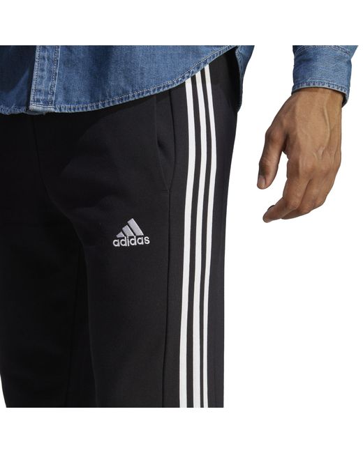 Adidas Black Essentials French Terry Tapered Cuff 3- Stripes Joggers for men