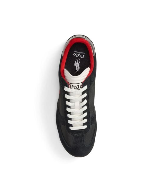 Polo Ralph Lauren Black Varick Suede Nylon Sporty Trainers for men
